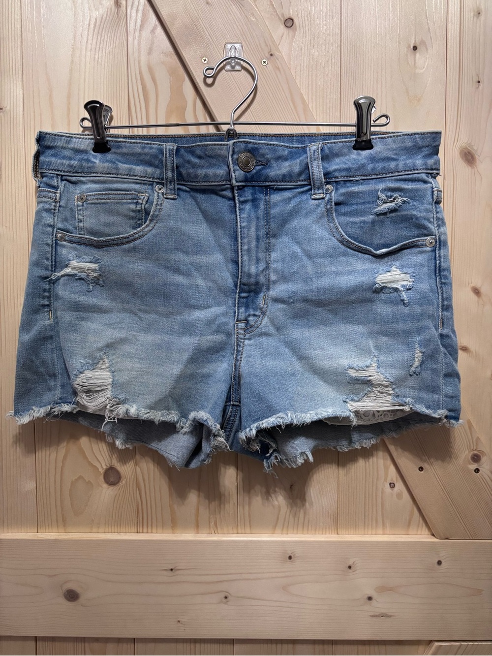 American Eagle Outfitters Light Blue Distressed Jean Cutoff Shorts